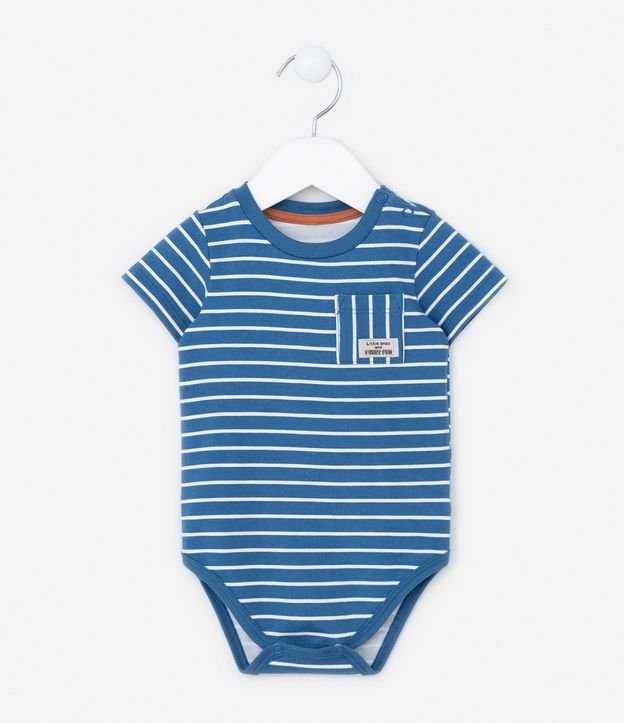 Body Infantil com Bolsinho e Listras - Tam 0 a 18 meses