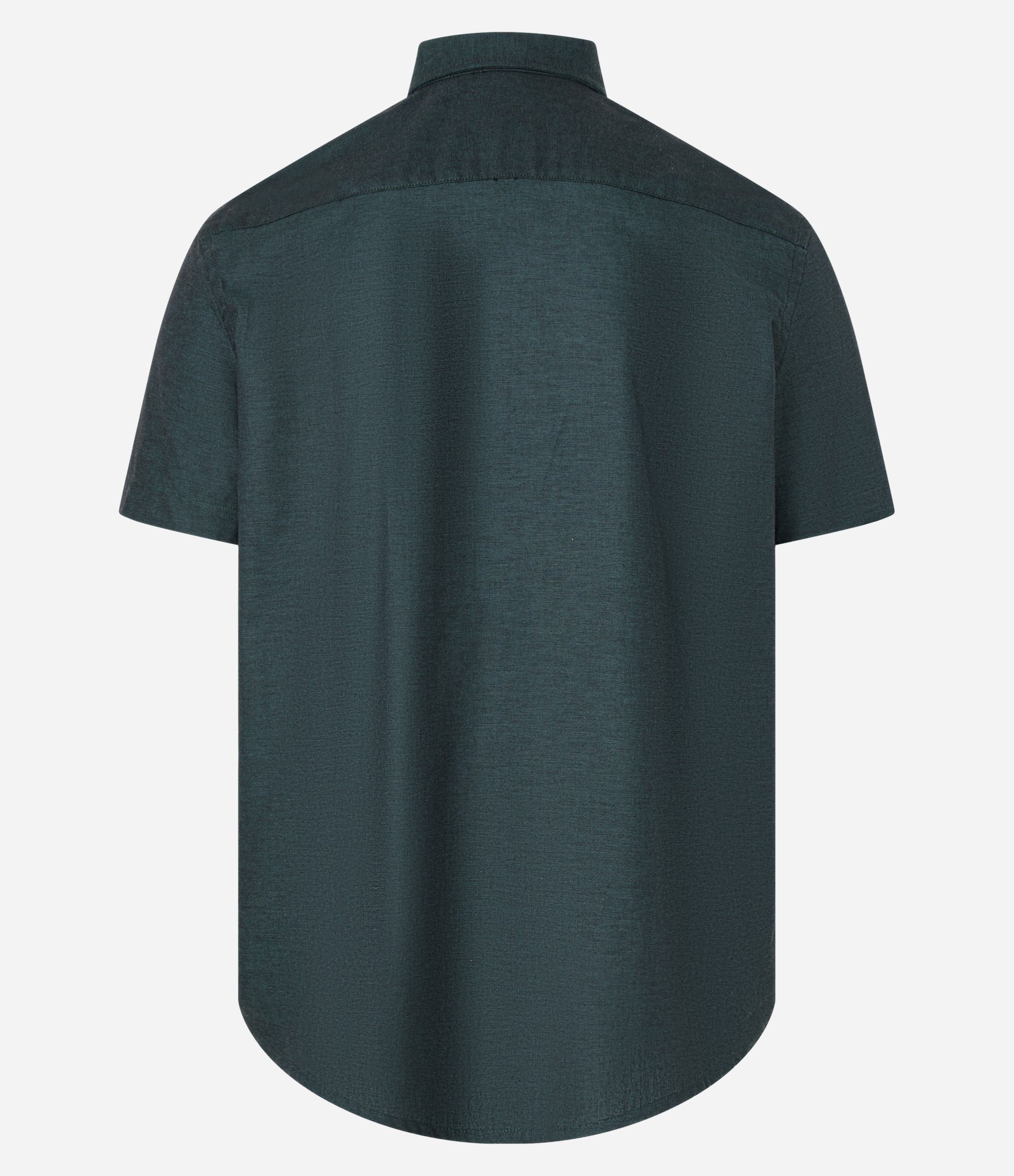 Camisa Comfort em Oxford com Gola Colarinho e Manga Curta Verde Escuro 2