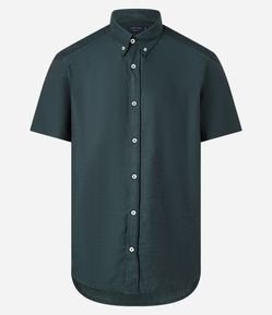 Camisa Comfort em Oxford com Gola Colarinho e Manga Curta