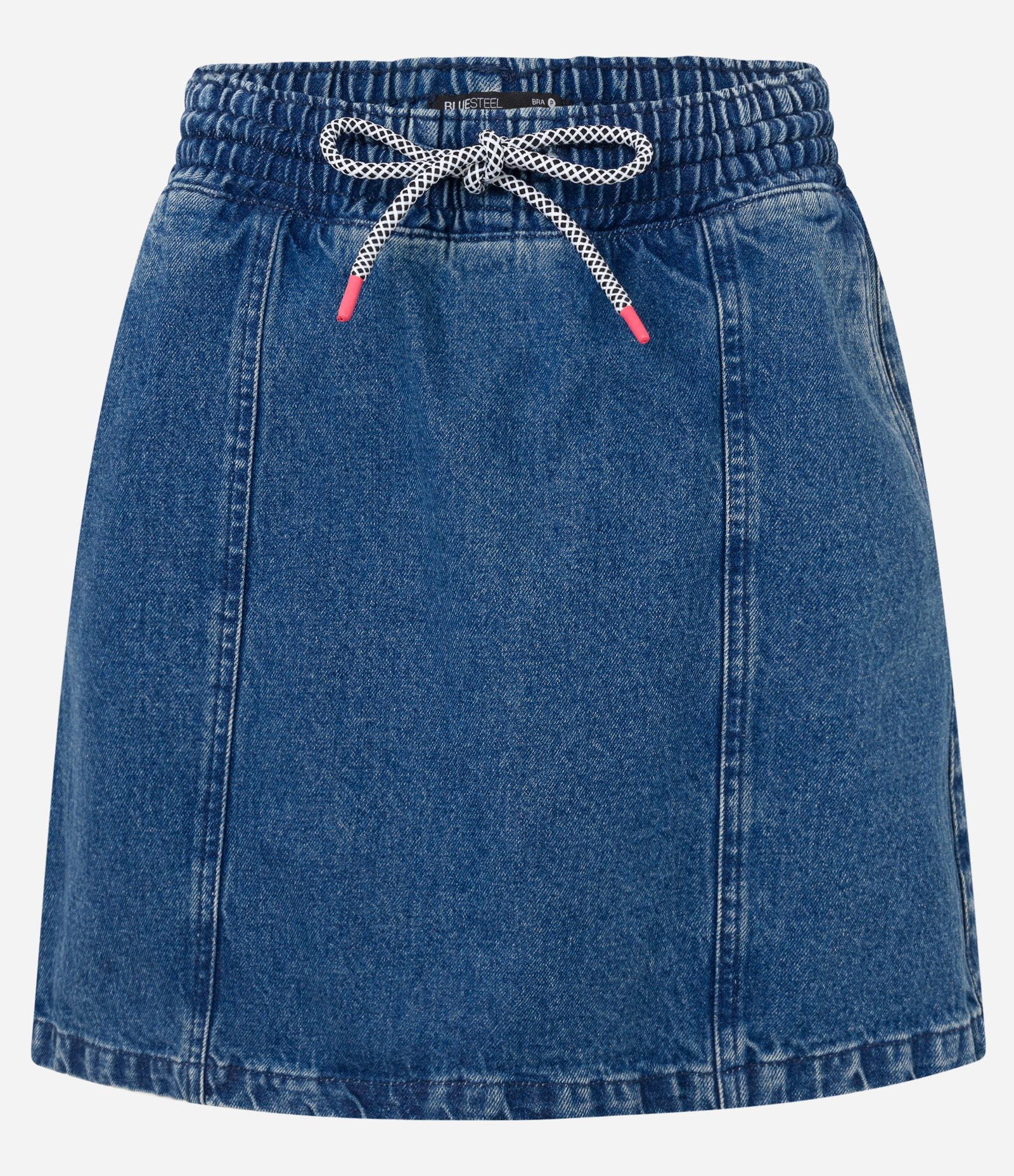 Saia em Jeans com Lastex e Amarração no Cós Azul 5