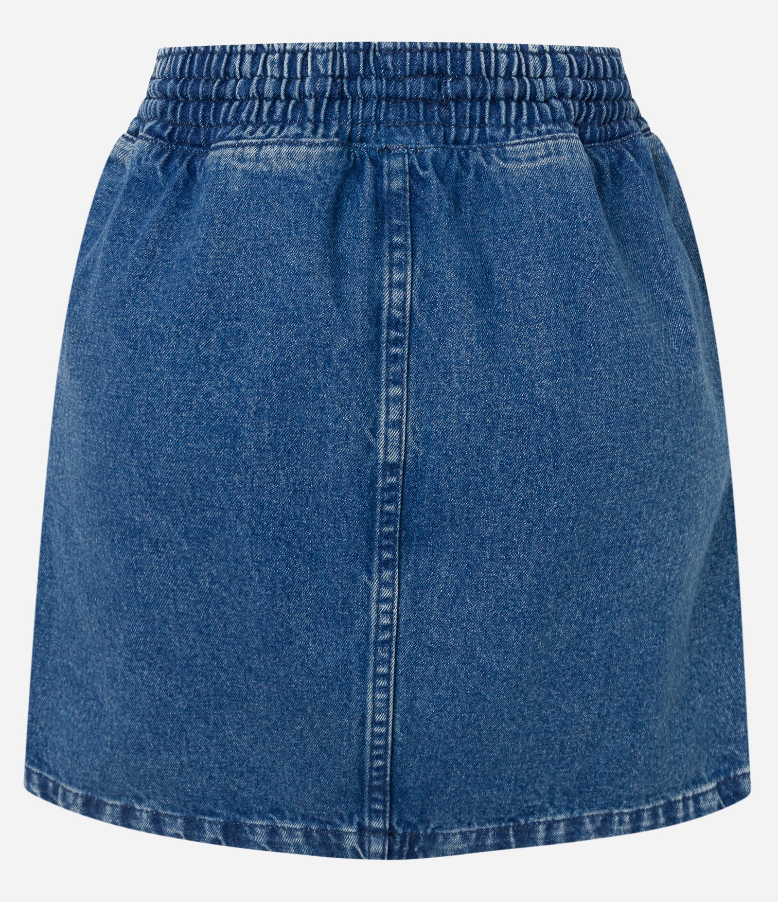 Saia em Jeans com Lastex e Amarração no Cós Azul 6