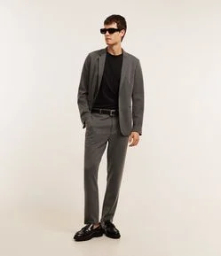 Calça Slim de Malha com Cós Meio Elástico