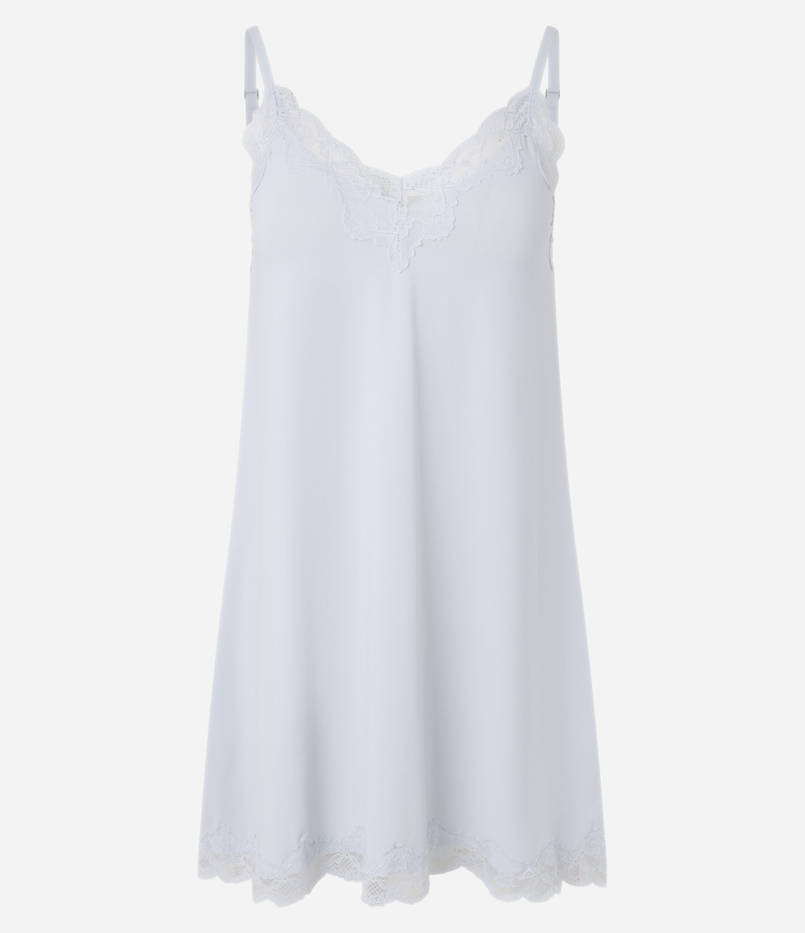 Camisola de Alcinha em Microfibra com Decote de Renda Branco 3