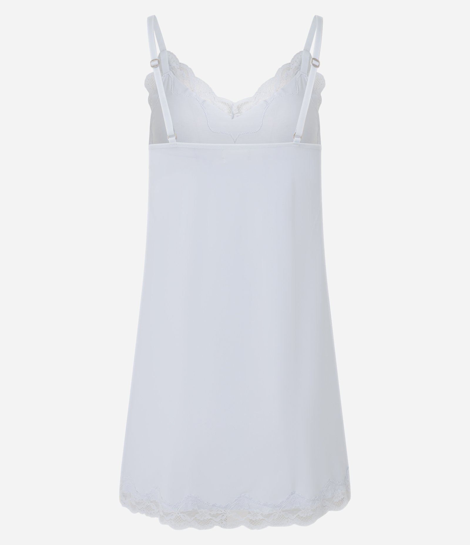 Camisola de Alcinha em Microfibra com Decote de Renda Branco 5