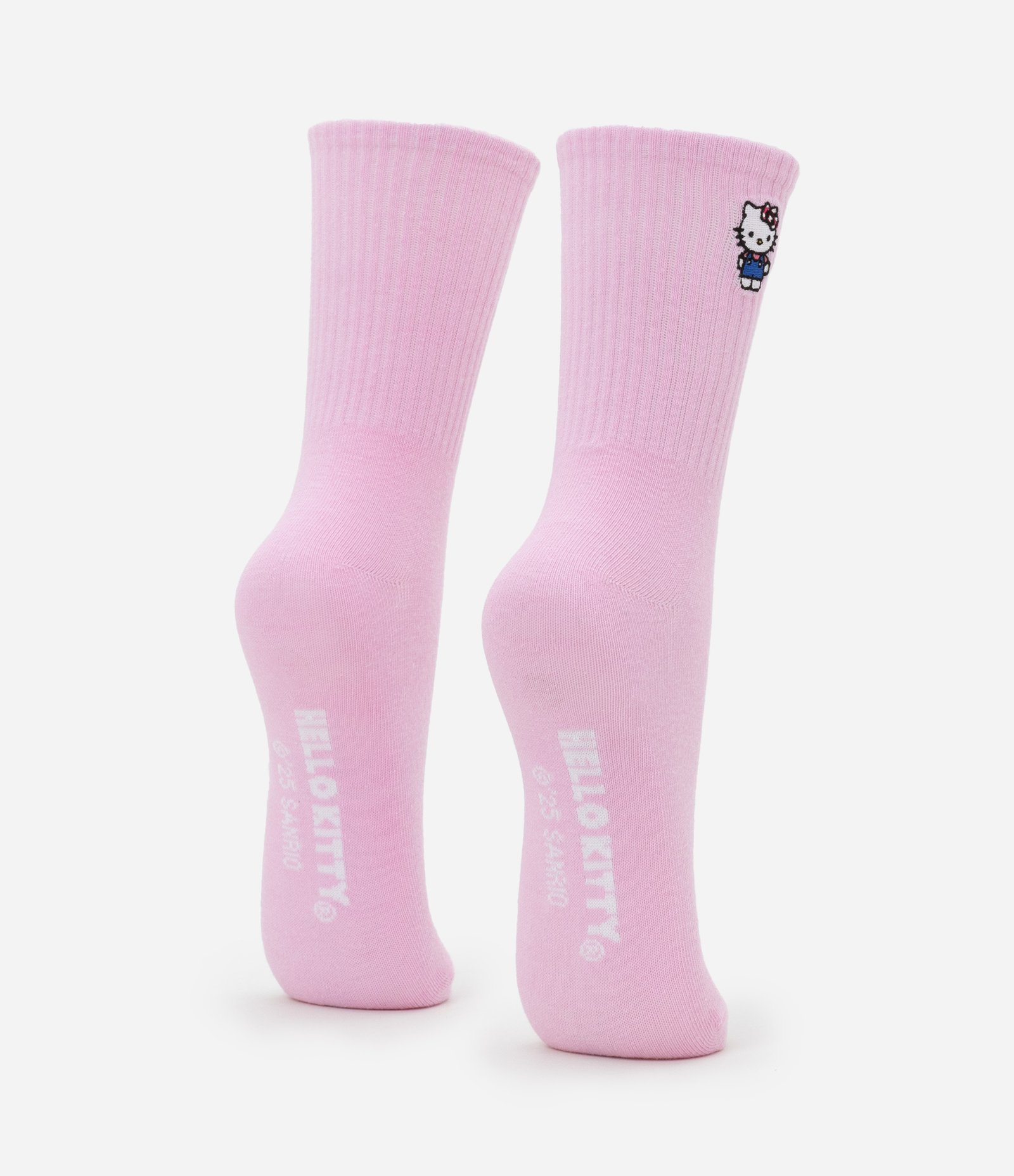 Meia Cano Alto em Algodão Bordado Hello Kitty Rosa 3