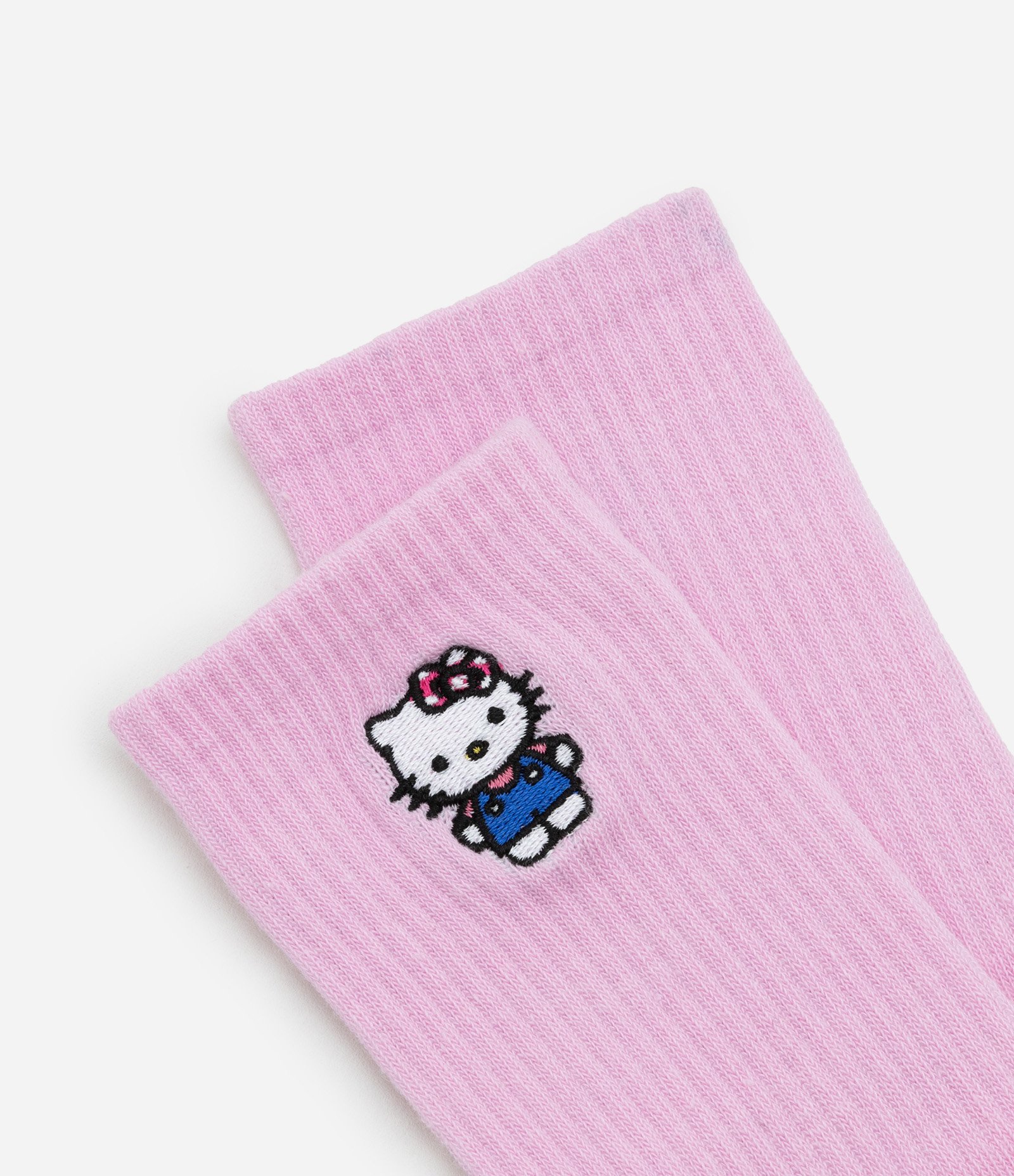 Meia Cano Alto em Algodão Bordado Hello Kitty Rosa 4