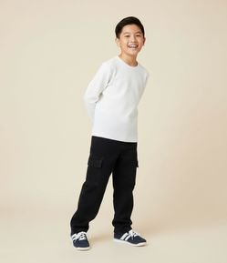 Calça Baggy Infantil em Jeans com Bolsos Cargo - Tam 5 a 14 Anos