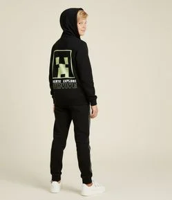 Casaco Infantil com Estampa Frente e Costas Minecraft - Tam 5 a 14 Anos