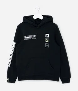 Casaco Infantil com Estampa Frente e Costas Minecraft - Tam 5 a 14 Anos