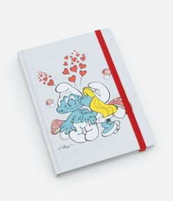 Caderno com Estampa Smurf Romântico e Elástico Contrastante