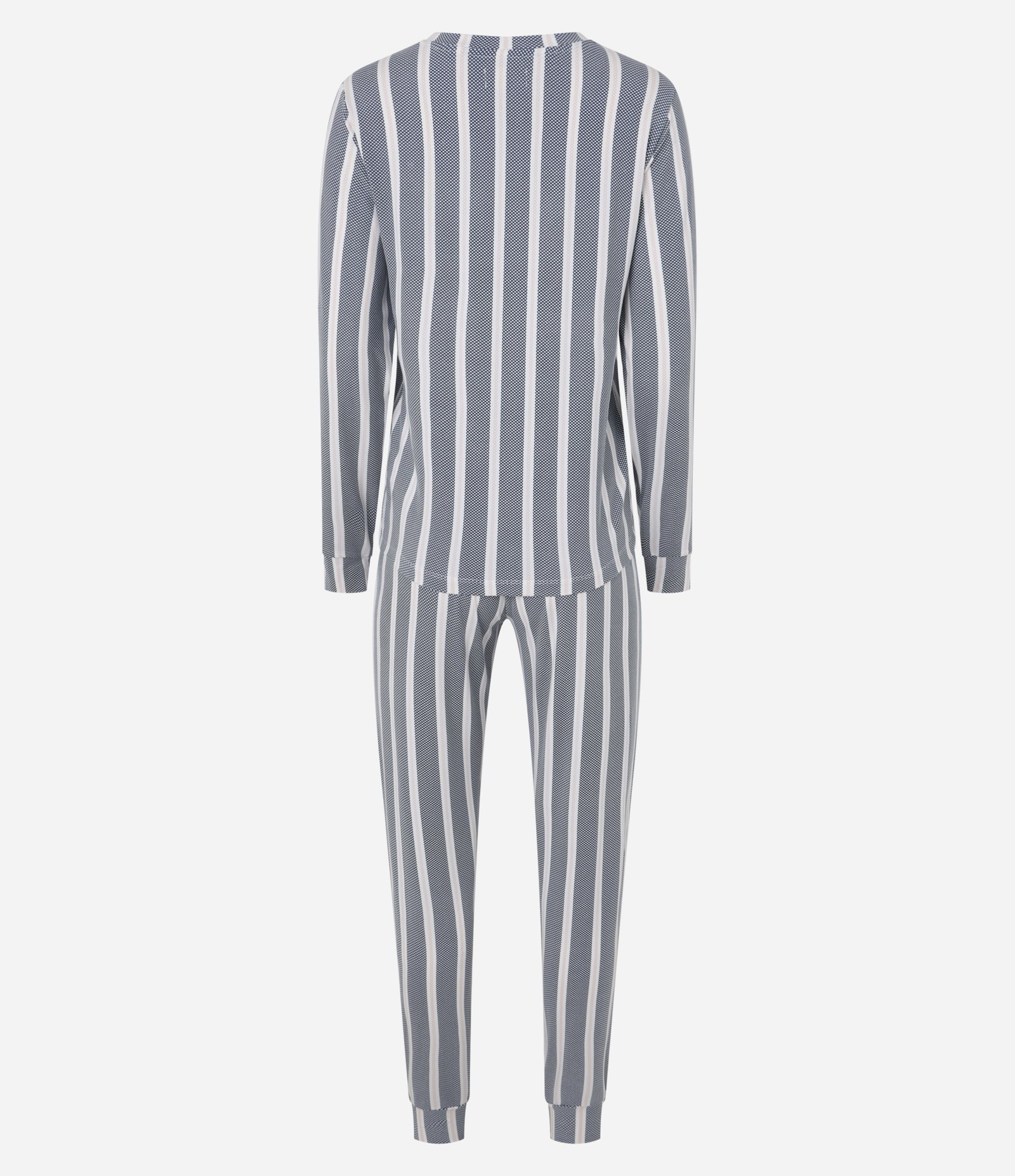 Pijama Longo Listrado com Toque Suave Cinza 5