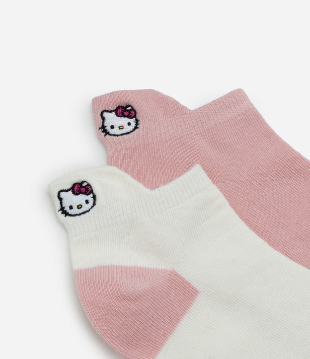 Kit 02 Meias Cano Baixo em Algodão Bordado Hello Kitty