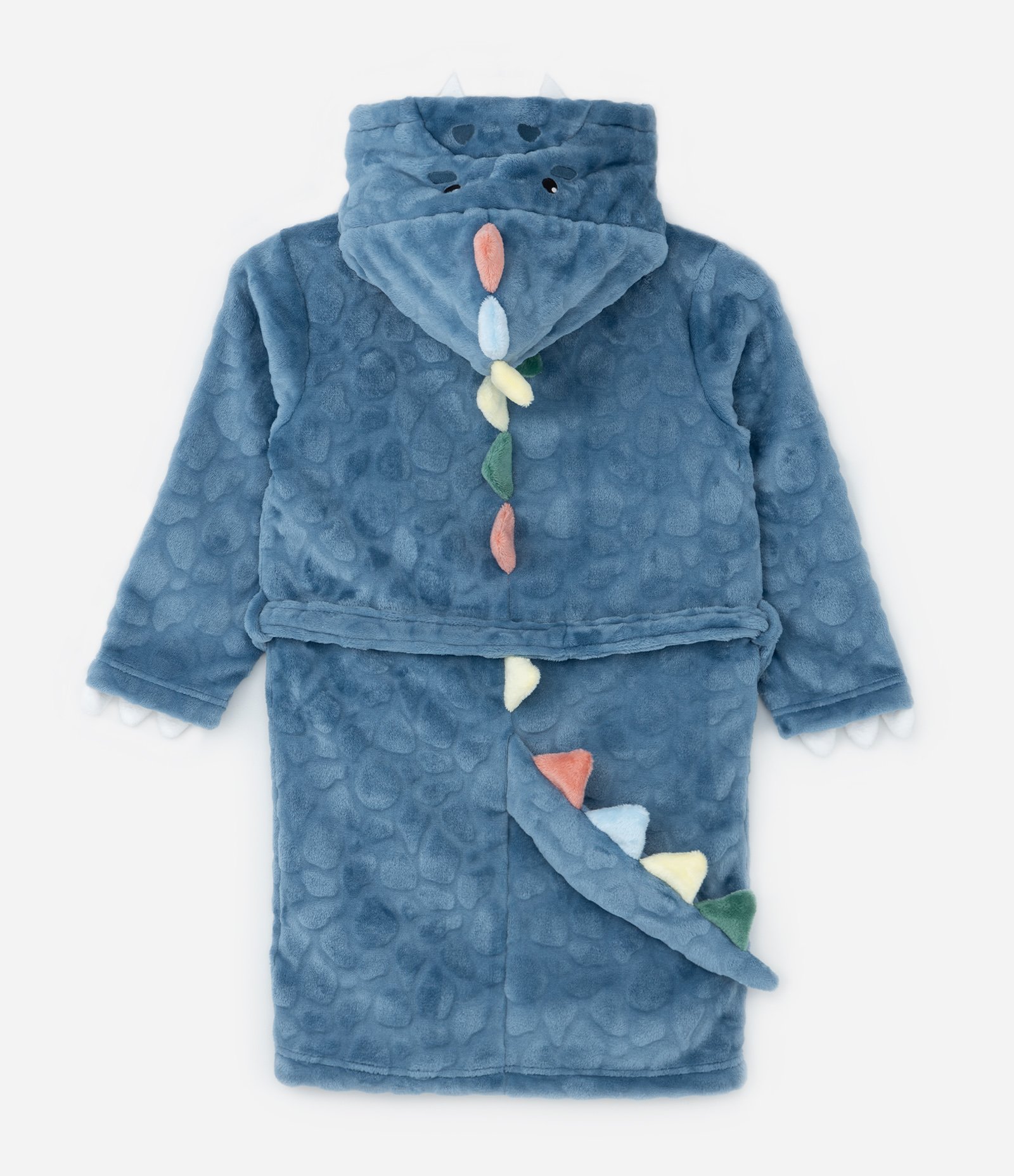 Roupão Infantil Quentinho Estampa Dino com Cristas - Tam 3 a 12 Anos Azul 2