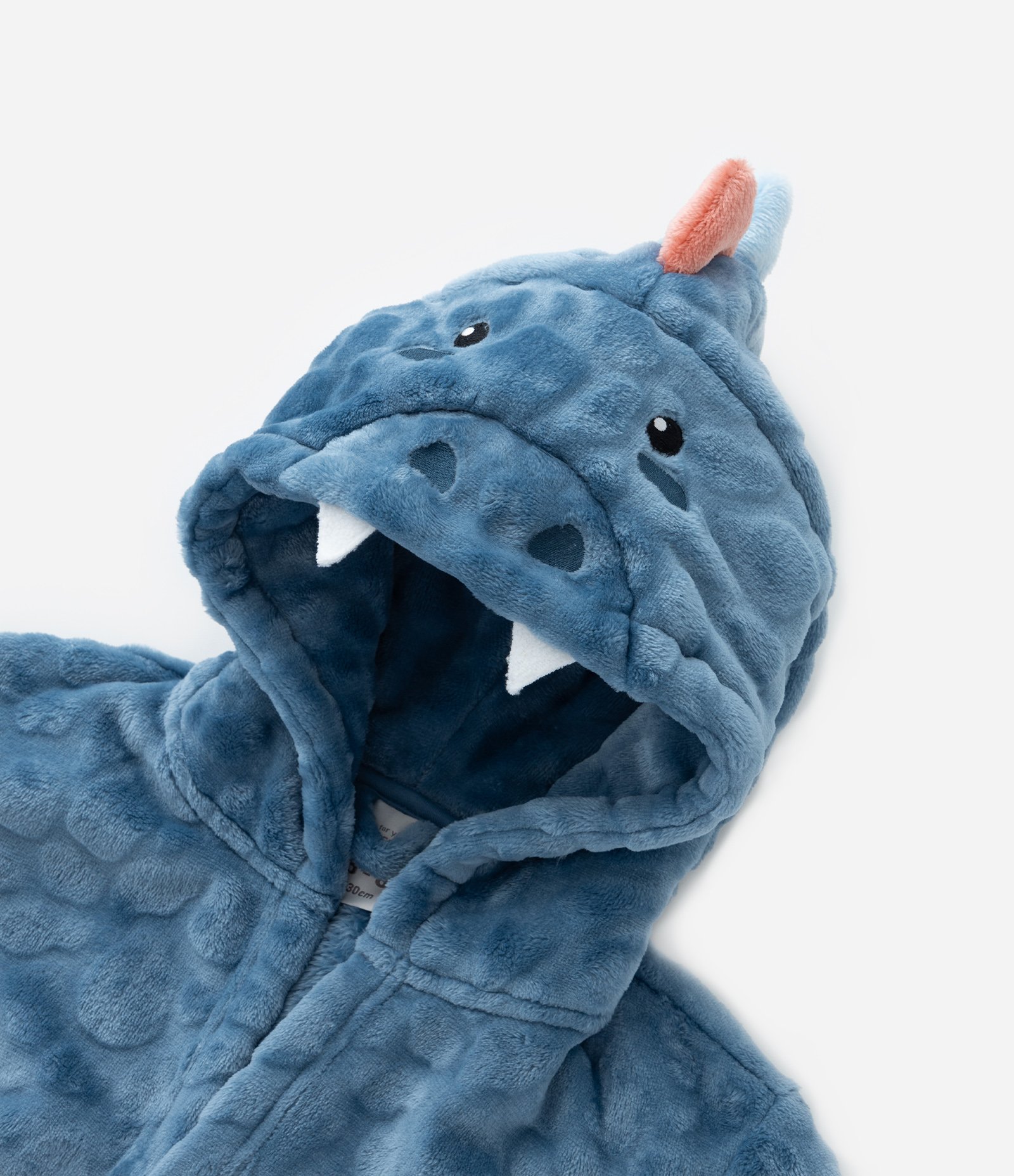 Roupão Infantil Quentinho Estampa Dino com Cristas - Tam 3 a 12 Anos Azul 6