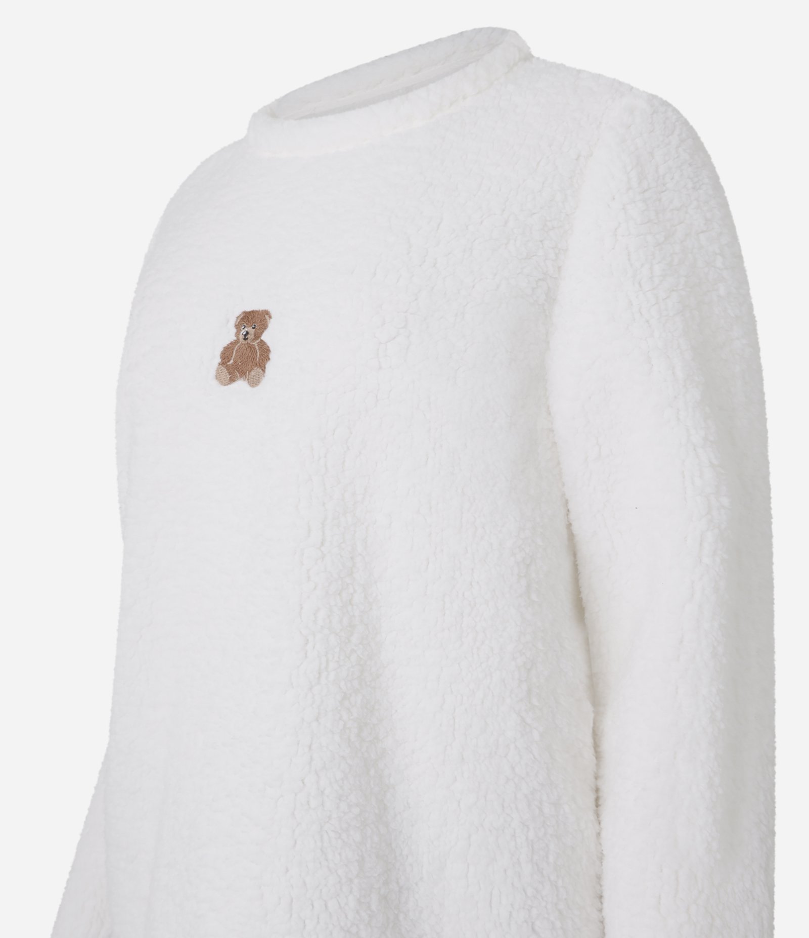 Pijama Longo em Sherpa com Estampa Smile Branco/Azul 7