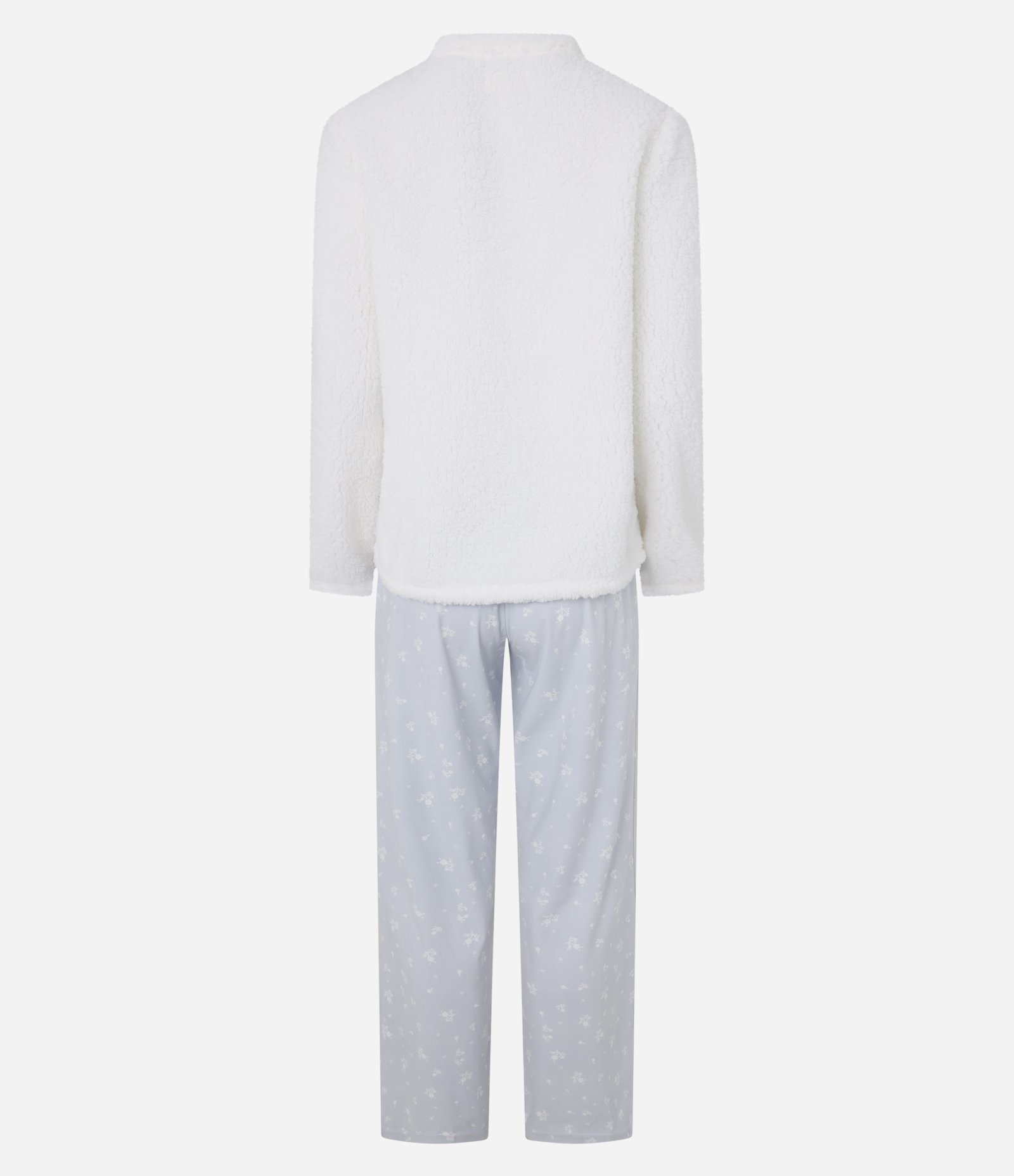 Pijama Longo em Sherpa com Estampa Smile Branco/Azul 8