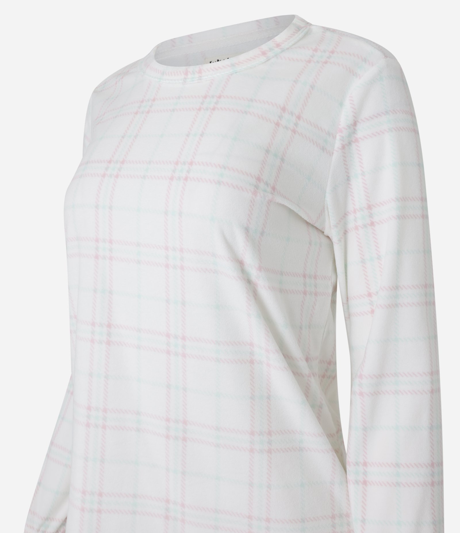 Pijama Longo em Plush Estampa Xadrez Branco 6