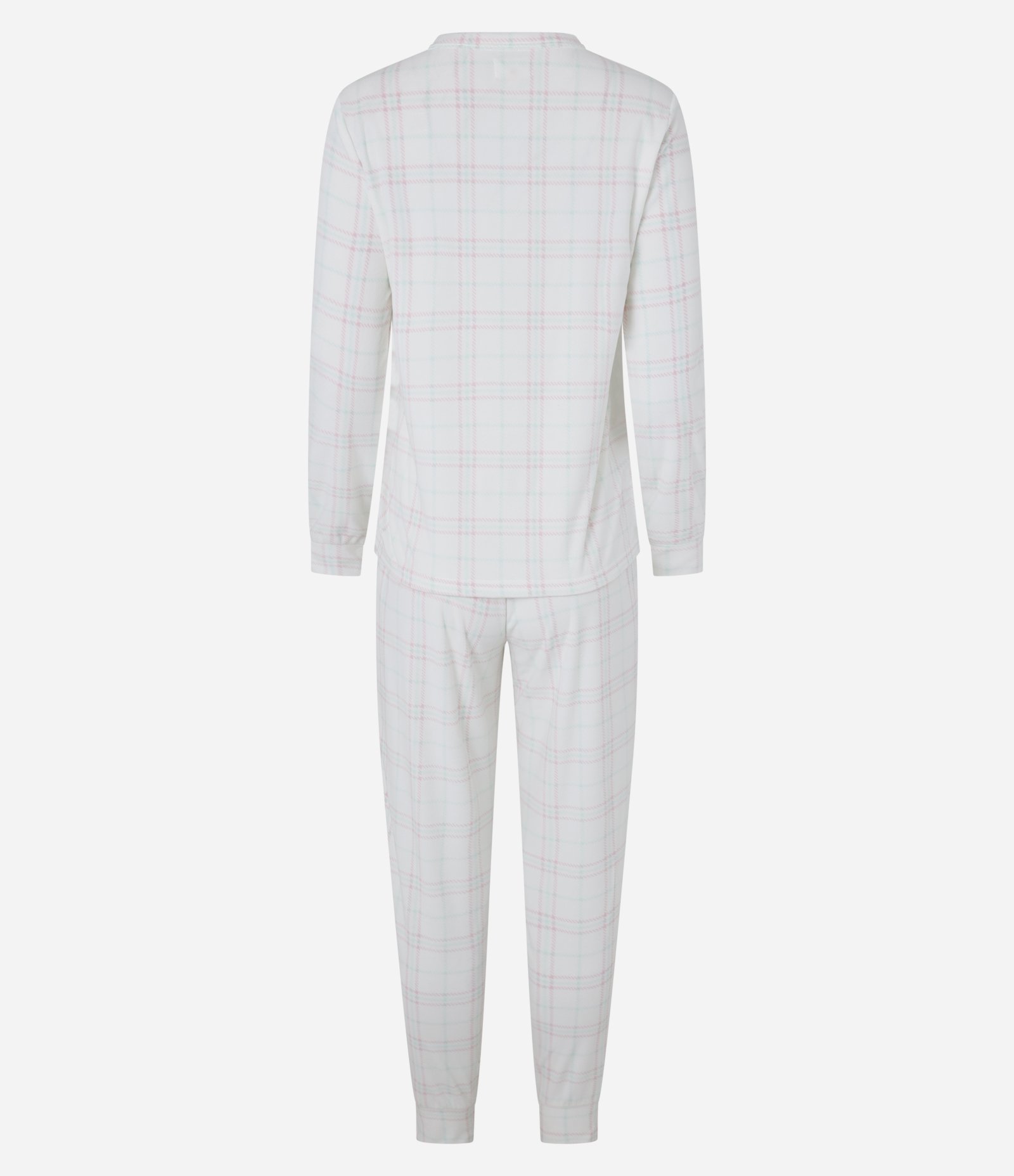 Pijama Longo em Plush Estampa Xadrez Branco 7