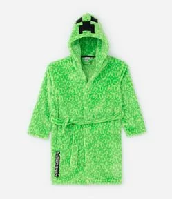 Roupão Infantil em Fleece com Estampa Minecraft -Tam 5 ao 16 Anos