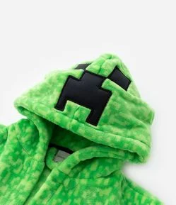 Roupão Infantil em Fleece com Estampa Minecraft -Tam 5 ao 16 Anos