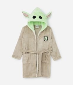 Roupão Infantil em Fleece com Bordado Baby Yoda - Tam 3 a 16 Anos
