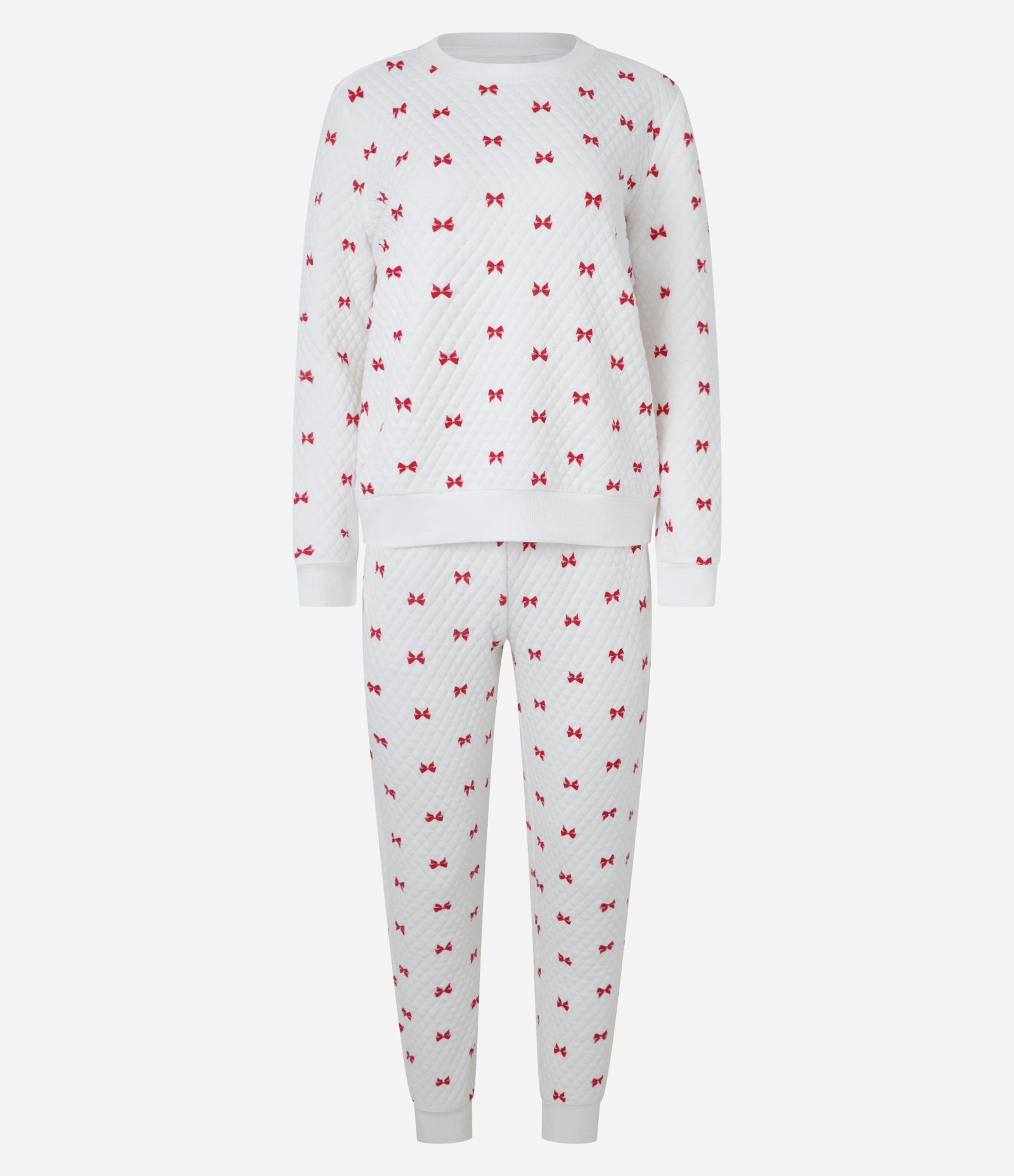 Pijama Manga Longa com Estampa de Coração Branco 4