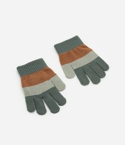 Luva Infantil em Tricô com Estampa Listrada - Tam P ao G