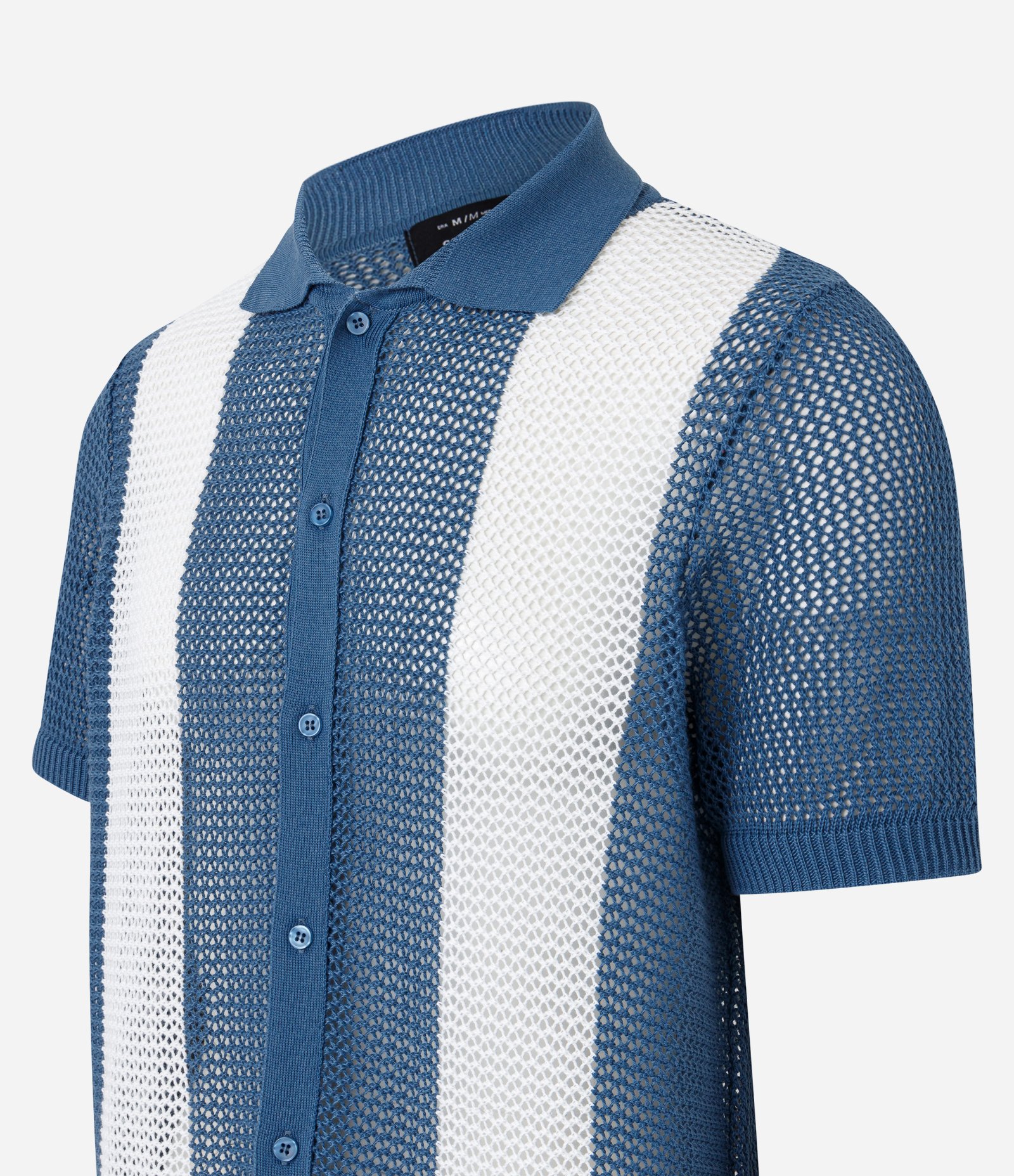 Camisa Comfort com Efeito em Tricô Listrada Azul/Branco 6