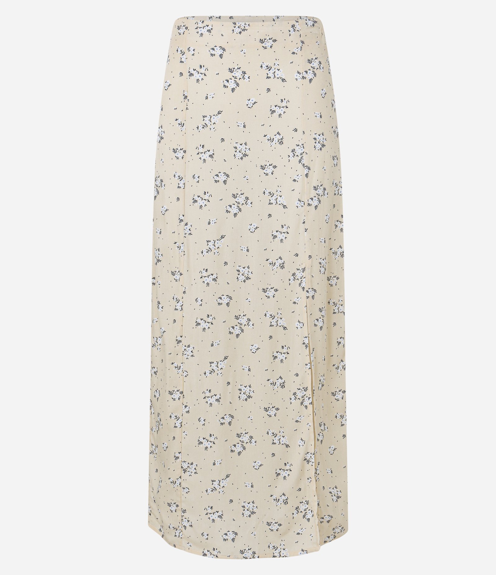 Saia Midi em Viscose Floral Liberty e Fenda Bege Creme 5