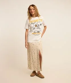 Saia Midi em Viscose Floral Liberty e Fenda