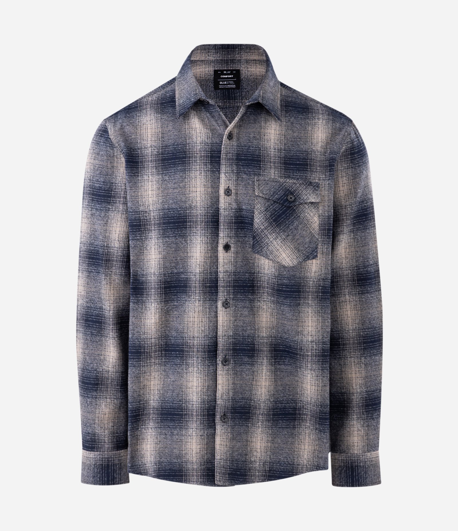 Camisa Comfort em Flanela com Bolso e Estampa Xadrez Azul 4
