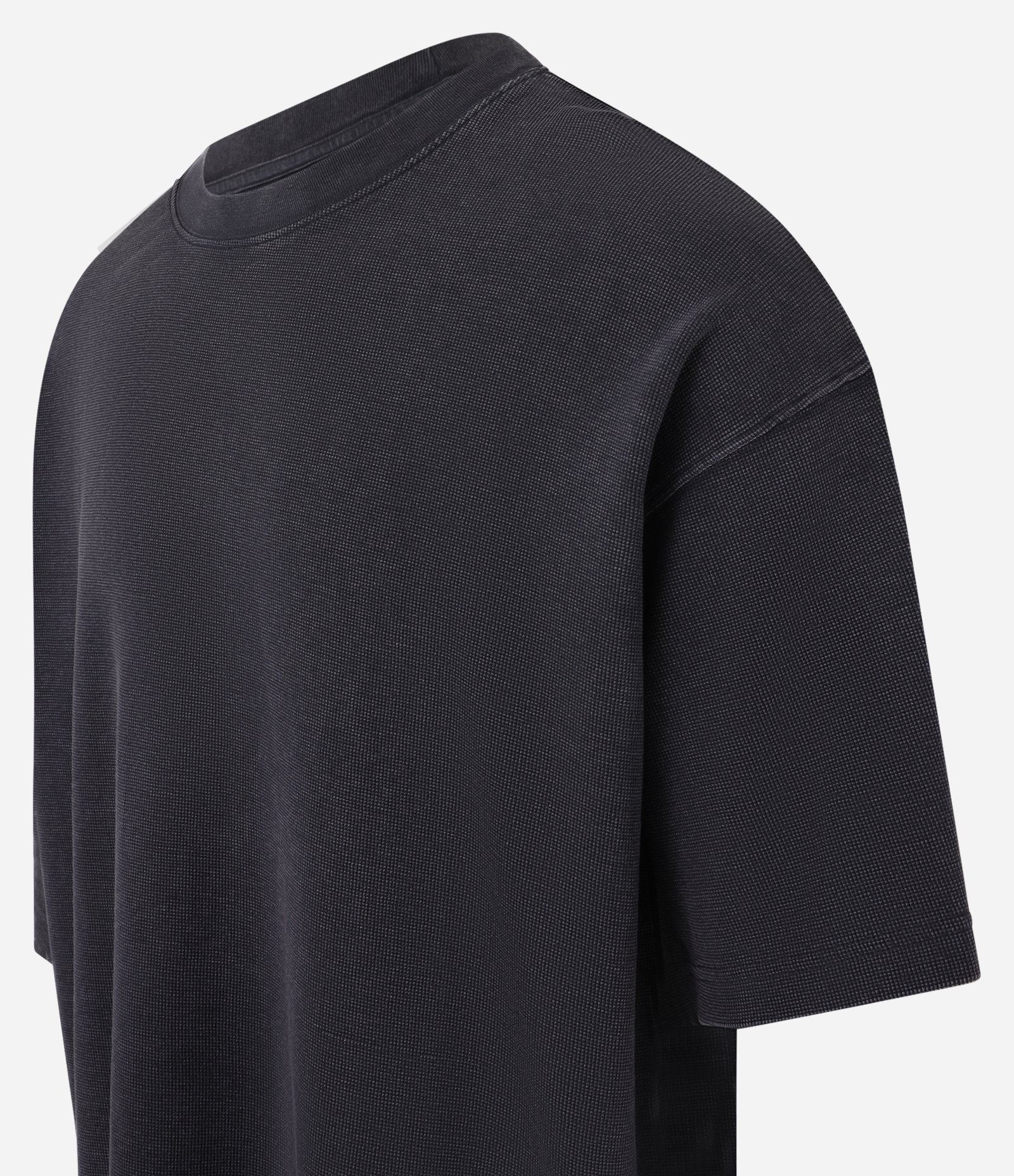 Camiseta Boxy com Algodão eTextura Waffle Preto 5