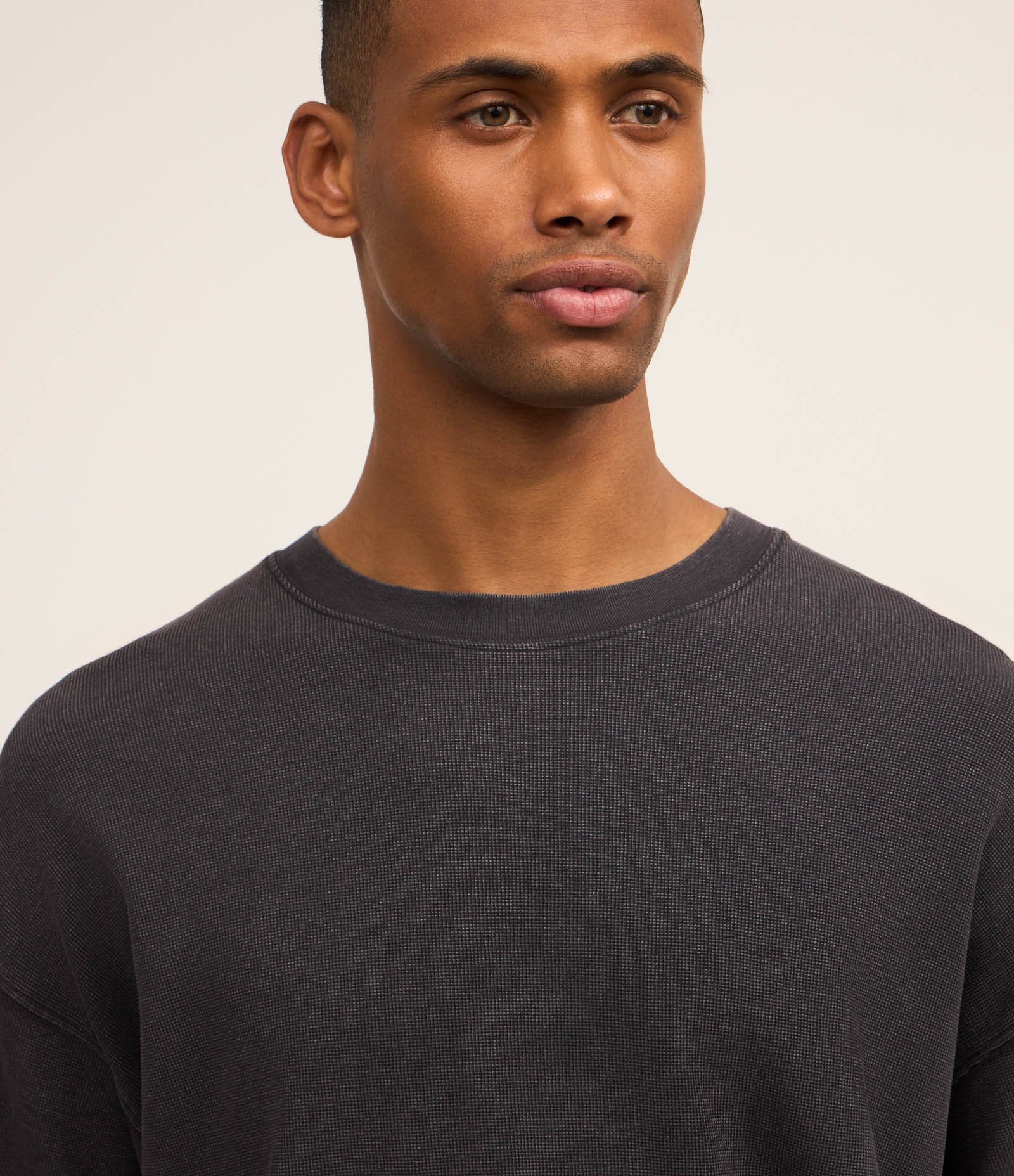 Camiseta Boxy com Algodão eTextura Waffle Preto 3