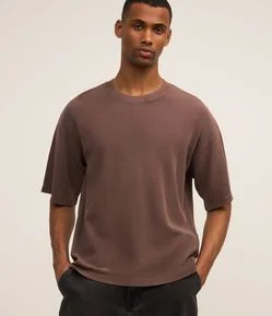 Camiseta Boxy com Algodão eTextura Waffle