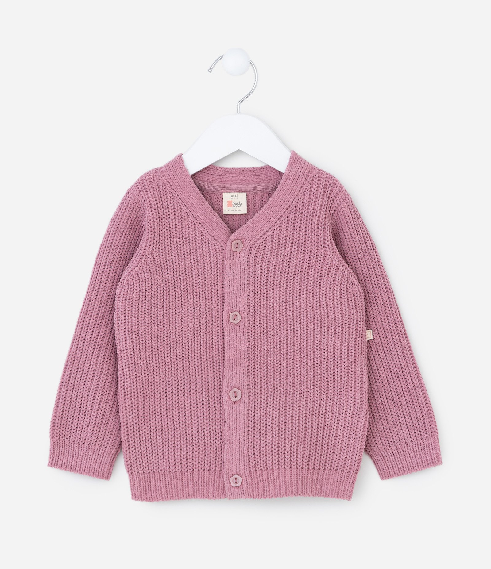 Cardigan Infantil em Chenille com Botões - Tam 0 a 18 meses Rosa 1