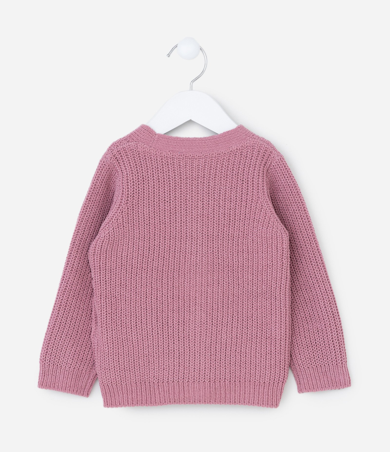 Cardigan Infantil em Chenille com Botões - Tam 0 a 18 meses Rosa 2