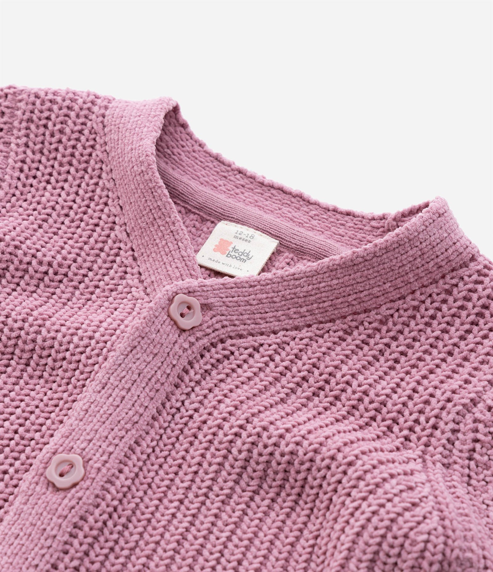 Cardigan Infantil em Chenille com Botões - Tam 0 a 18 meses Rosa 6