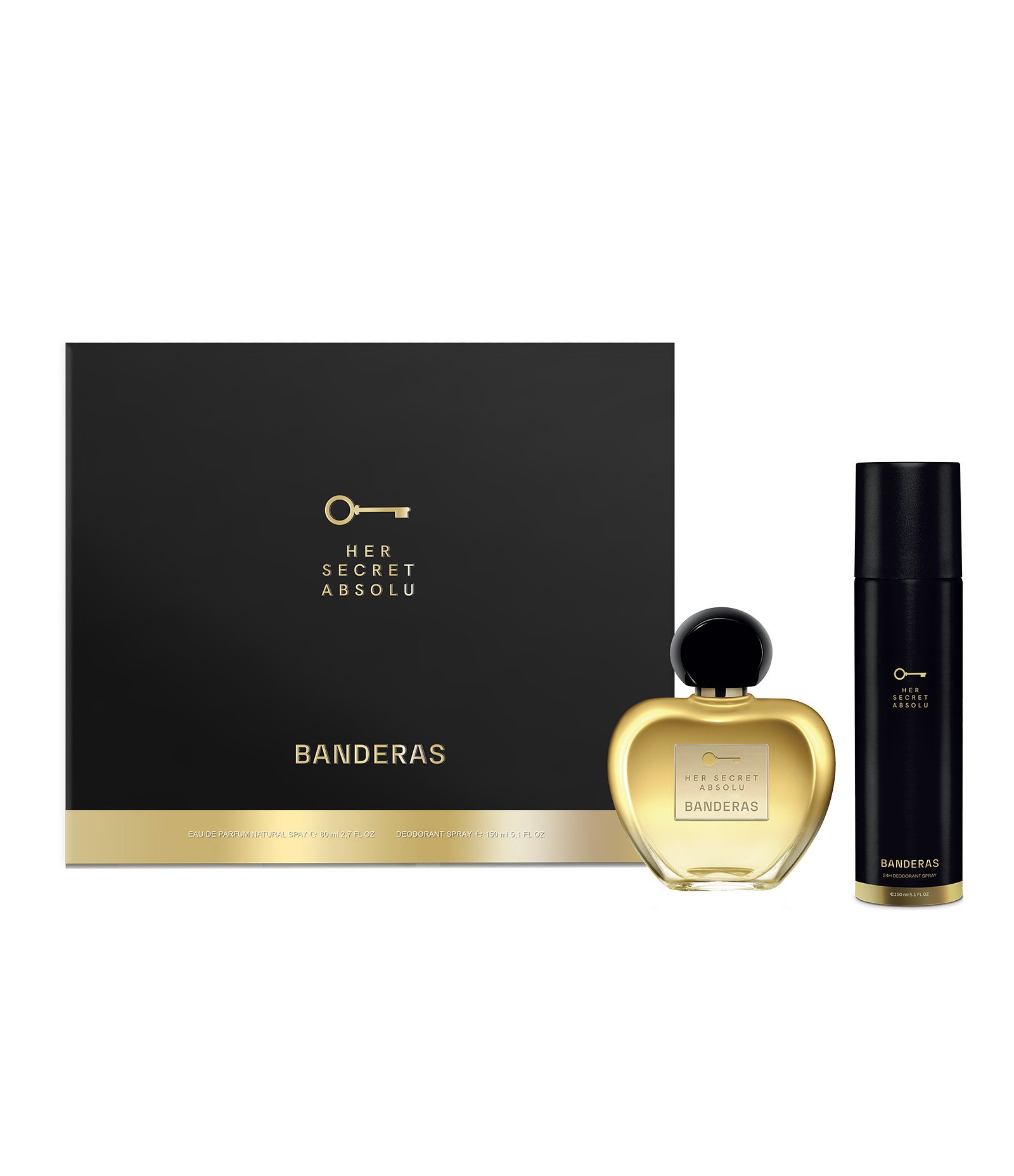 Kit Perfume Antonio Banderas Her Secret Absolu Eau de Parfum Feminino 80ml + 24h Desodorante Spray 150ml KIT 1