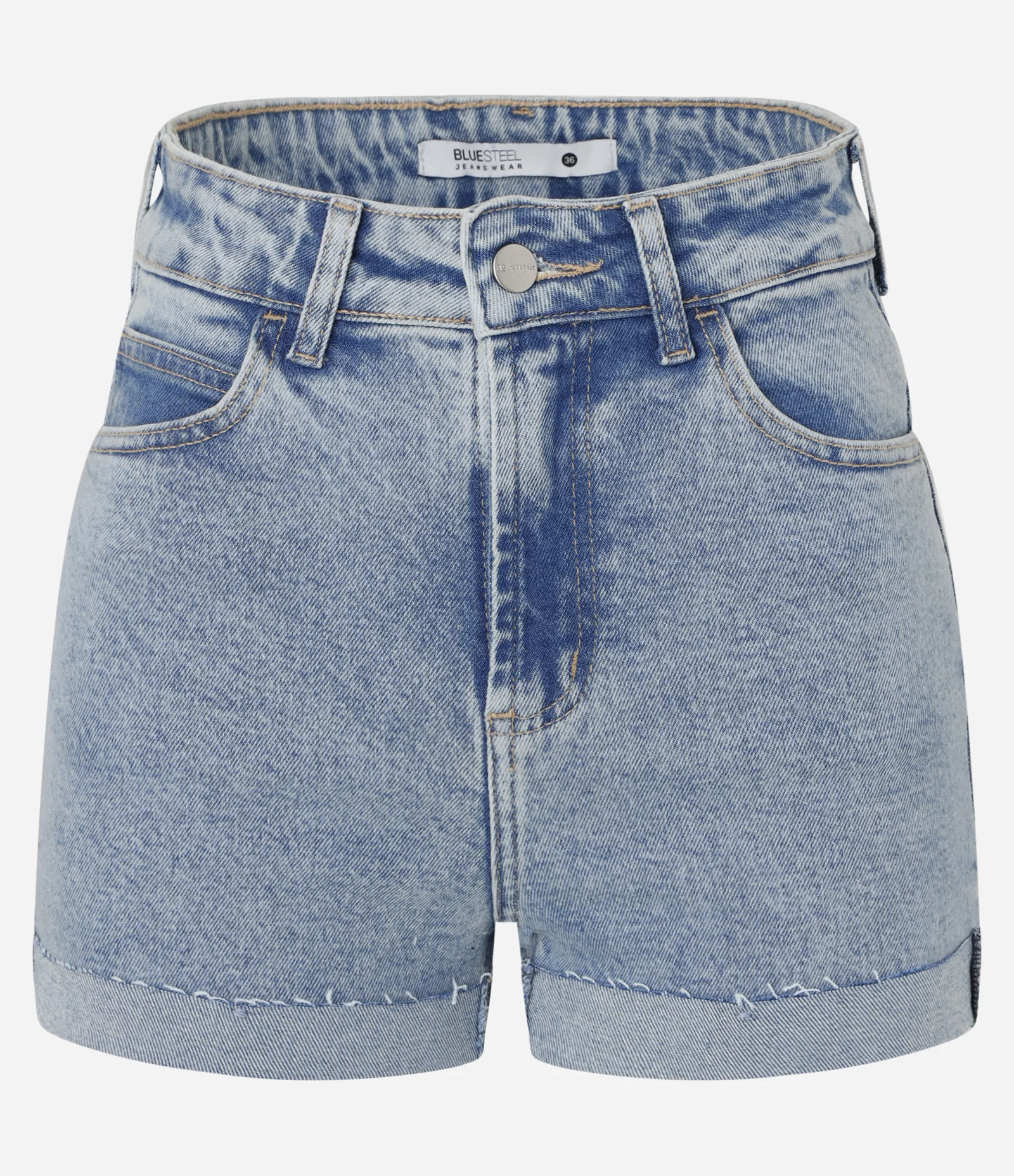 Short Hot Pants em Jeans com Cintura Alta e Barra Dobrada Azul Claro 1