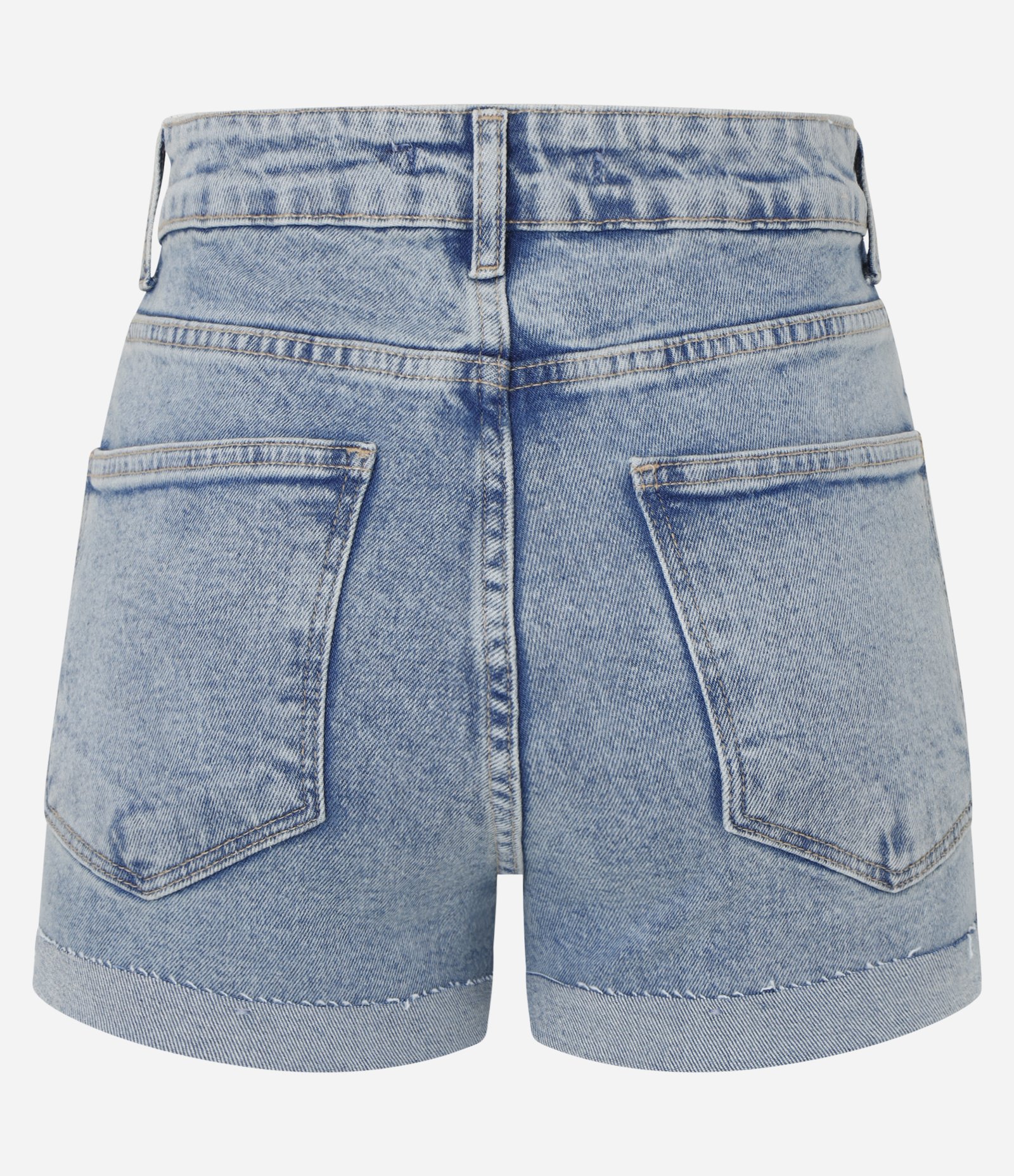 Short Hot Pants em Jeans com Cintura Alta e Barra Dobrada Azul Claro 2