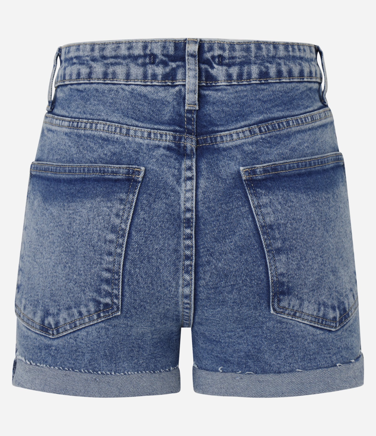 Short Hot Pants em Jeans com Cintura Alta e Barra Dobrada Azul Médio 2