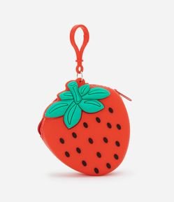 Nécessaire Porta Moedas Jelly com Estampa de Morango