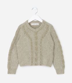 Suéter Infantil em Chenille com Fio Metalizado - Tam 5 a 14 Anos