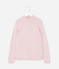 Suéter Infantil em Tricô com Gola Alta - Tam 5 a 14 Anos