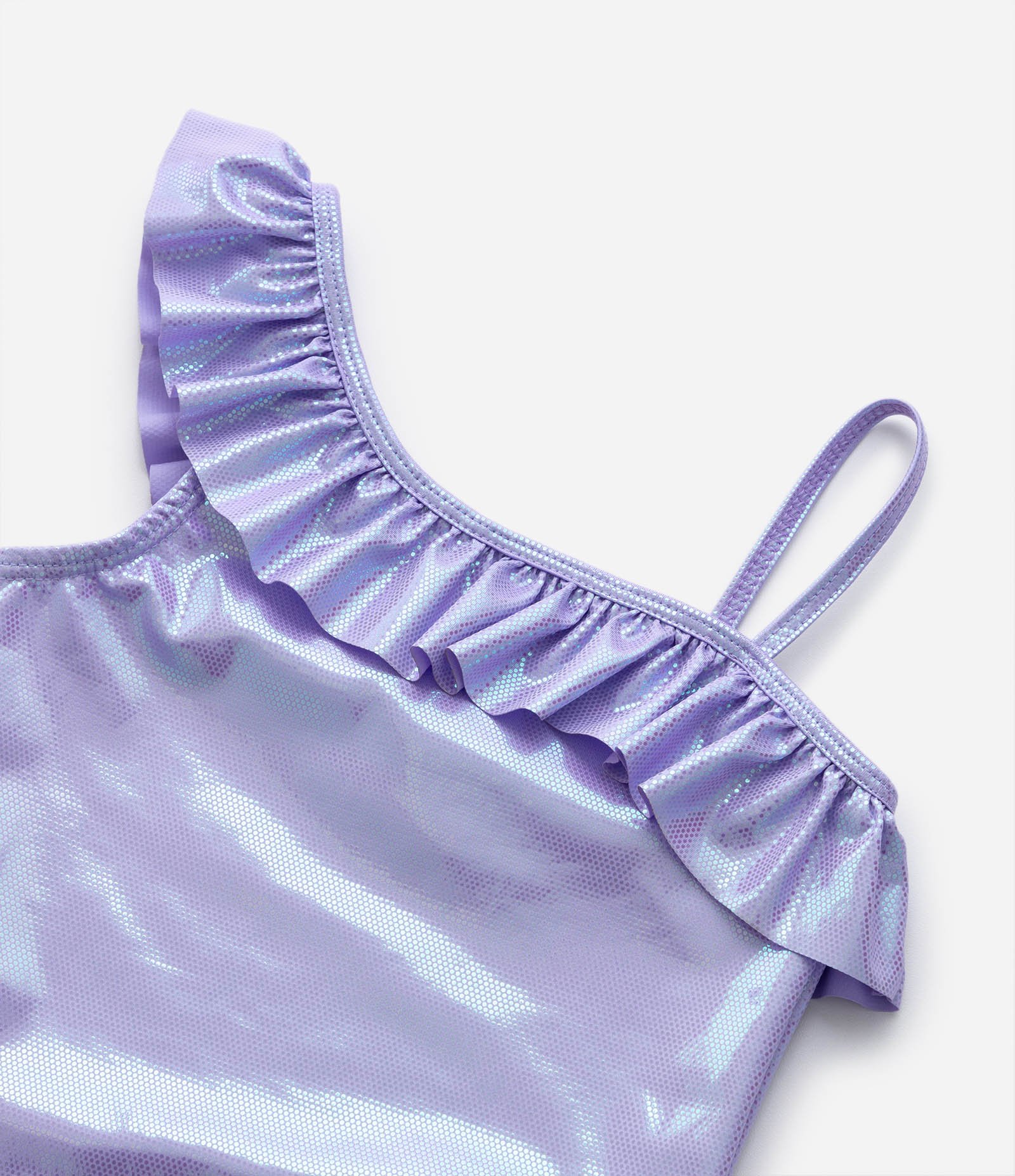 Maiô Infantil Holográfico com Babado - Tam 5 a 12 anos Roxo 4