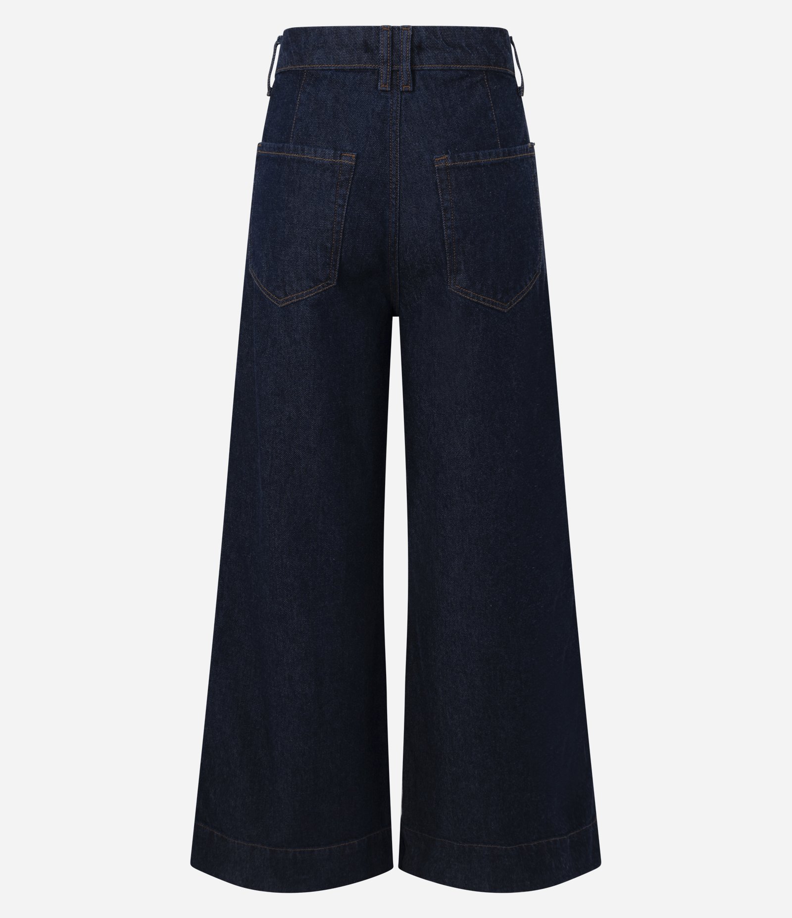 Calça Pantalona em Jeans com Friso Frontal Azul Escuro 7