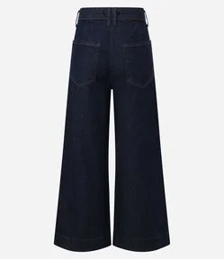 Calça Pantalona em Jeans com Friso Frontal