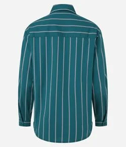 Camisa em Tricoline com Listras em Fio Tinto