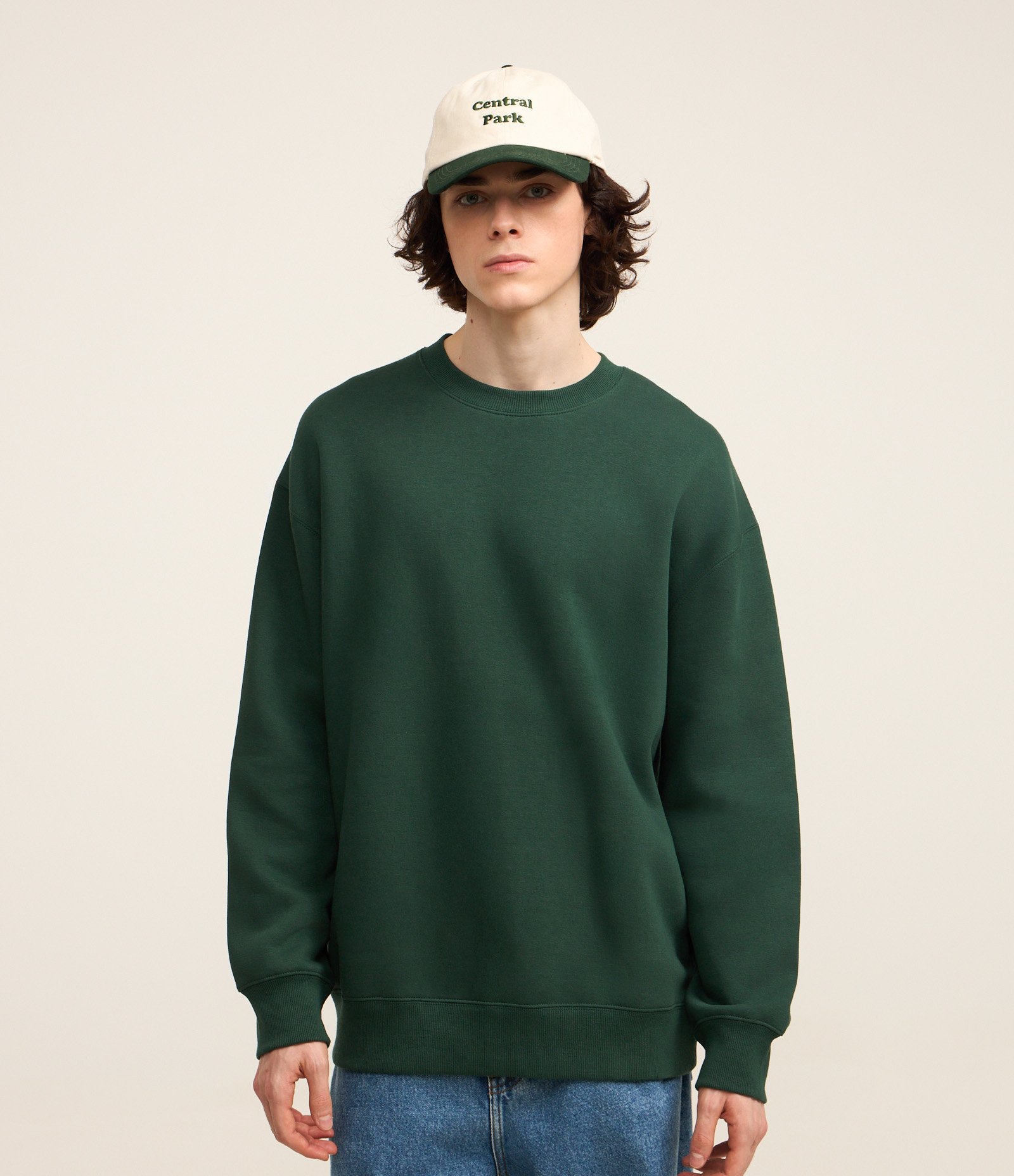 Casaco Relaxed Básico em Moletom Verde 1