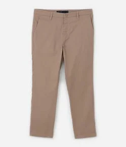 Calça Slim Sarjado Cropped Alfaiatada com Bolsos